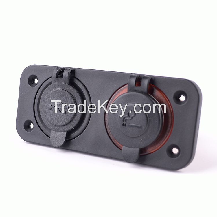 Motorcycle Dual USB Power Port Charger Cigarette Lighter Plug Socket