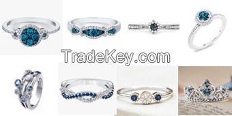 New Elegant Small Engage Ring Blue High Quality Wedding Ring 925 Silver Jewelry