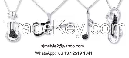 Perfect Christmas Gift Creative Guitar Pendant 925 Silver Black +White Color Customiszed Service Available