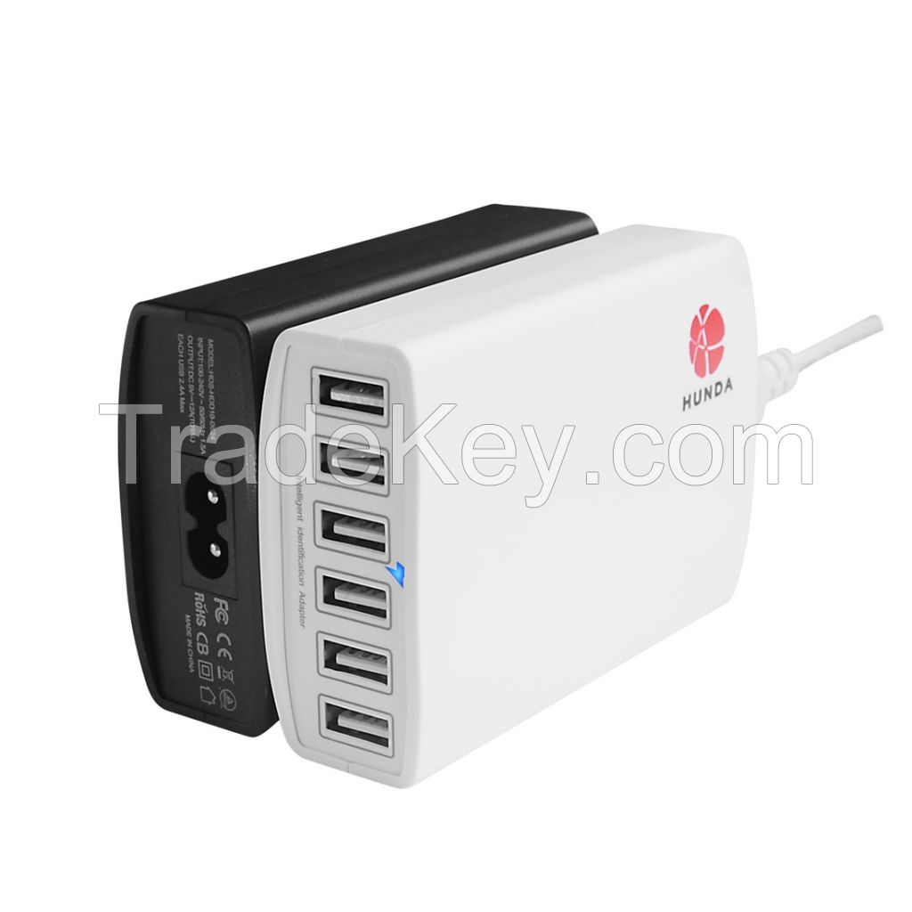 rapid multi port usb 6 port 60W Family-Sized Desktop USB Charger for Smartphone, tablet and e-reader