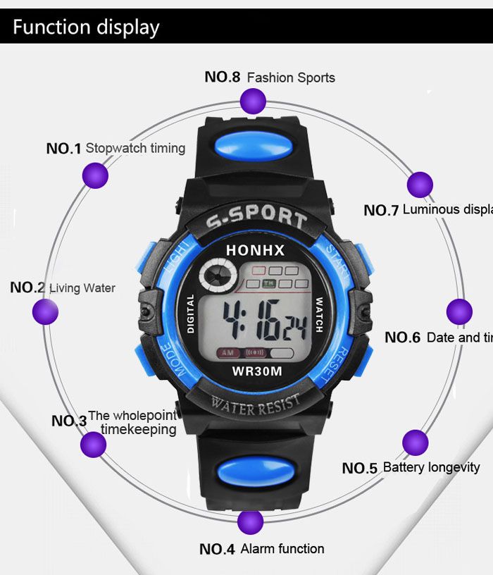 Digital LED Quartz Alarm Date Sports Wrist Watch