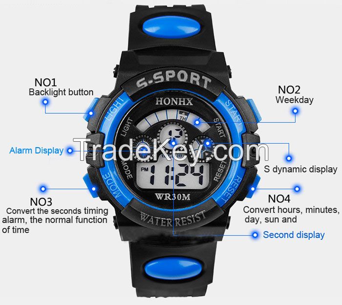 Digital LED Quartz Alarm Date Sports Wrist Watch
