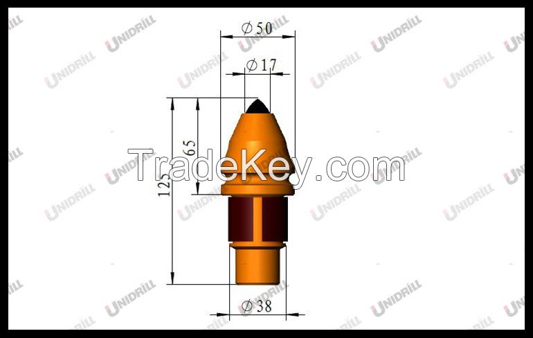 B47K17.5H-2 Foundation Drilling Tool Conical Round Shank Bit Tungsten Carbide Tipped Betek Cutter Teeth Rotary Machine Chisels