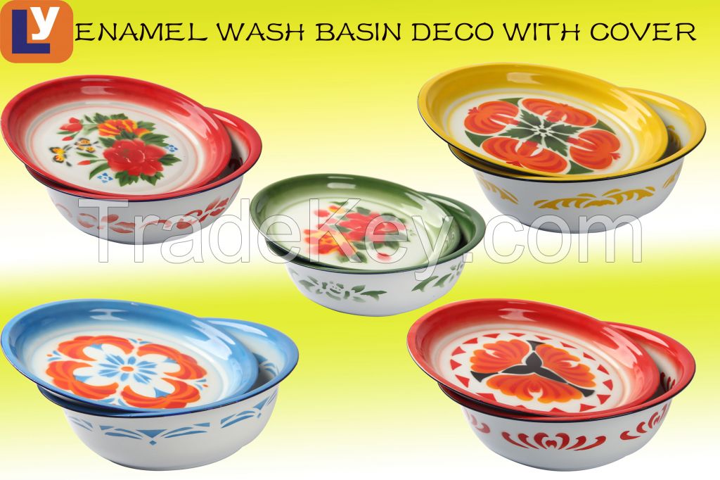 enamelware enamel wash basin with cover deco