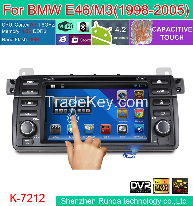 Pure Android 4.2 car dvd player for bmw e46 m3 7inch with 3G wifi DVR OBD 3D UI BT IPOD RDS ATV