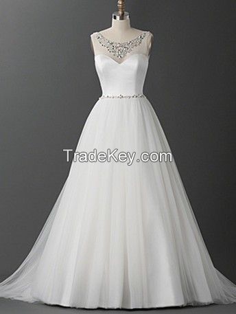 Tulle Style Wedding Dress Hot Sale A-Line Bridal Gown Floor-Length