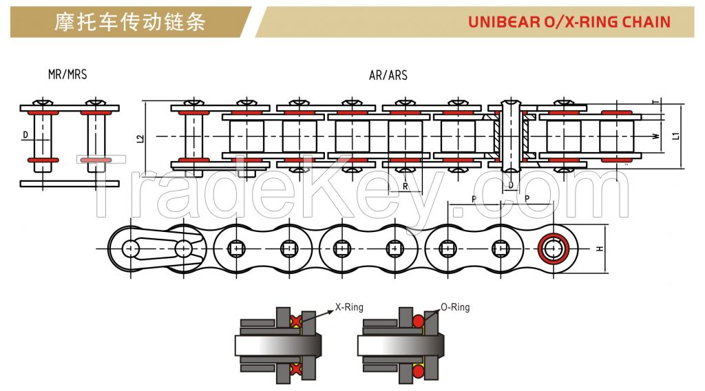 420UX/428UX/520UX/525UX/530UX/630UX X-Ring ATV Motorcycle Chain