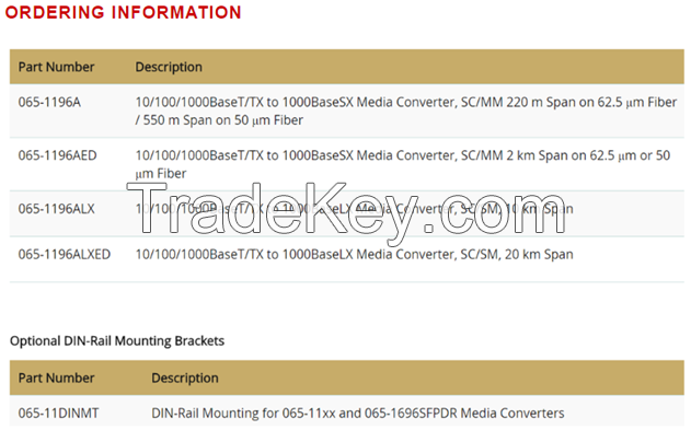 10/100/1000 to 1000 SX/LX Media Converters