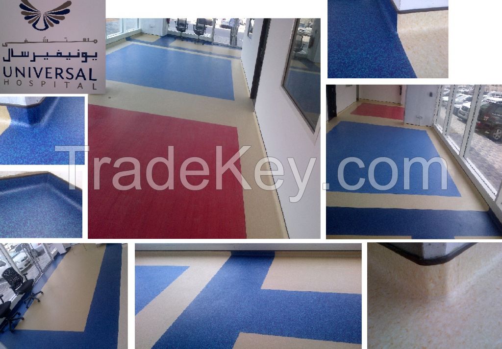 PVC Vinyl Flooring. Applications in school, office, gym, hotel and hospitals.