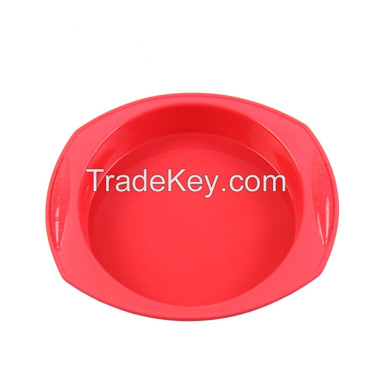 food grade non-stick silicone round bakeware with handle silicone pizza/pie pan