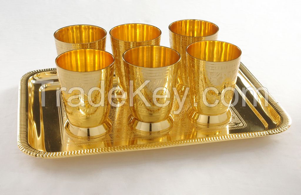 brass designer glass set