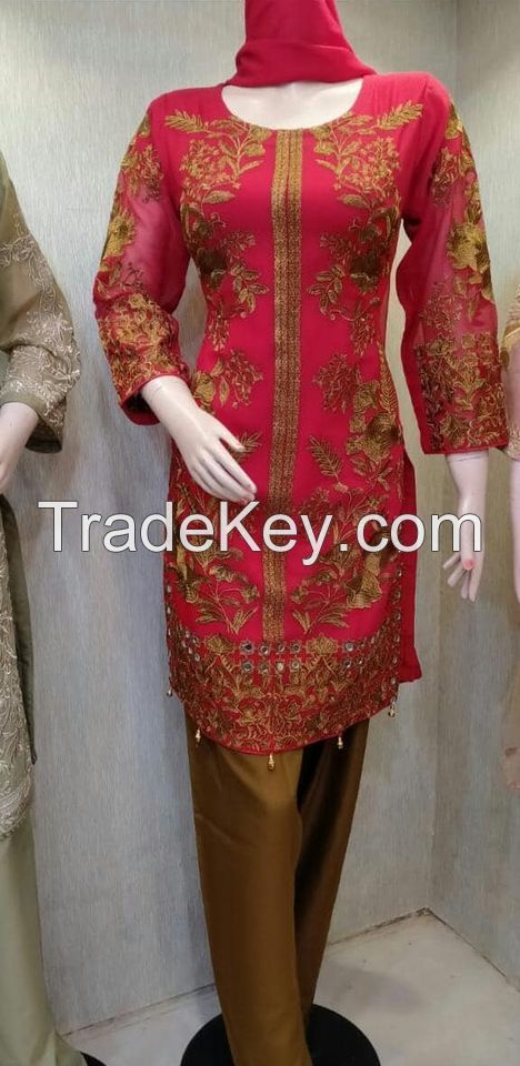 3pc embroidered stitched chiffon dresses by Sofarahino