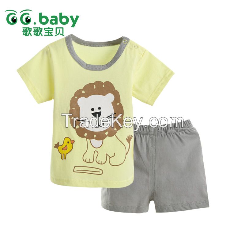 Baby Summer Set Lion Short Sleeve T-shirt Pants Cotton Baby Boy Girl Clothes Clothing Set For Boy Girl Baby Summer Sets