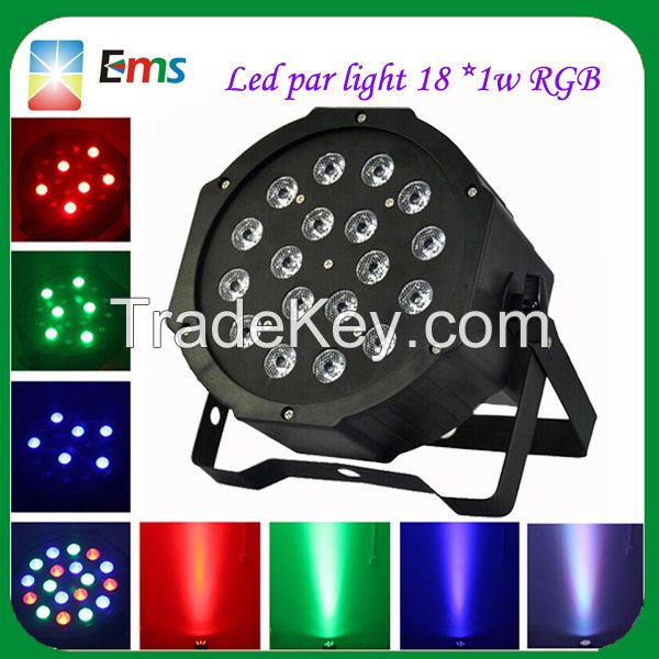 2015 high power led par light 18 pcs*1w stage light rgb led flat par light wholesale