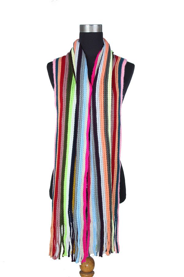 Acrylic Striped Knitted Scarves