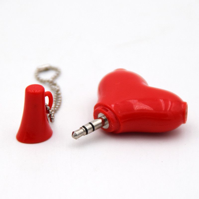 Heart-shaped 3.5mm Jack Aux Audio Cable Earphone Music Share Splitter for iPhone iPad iPod MP3 MP4 Media Player