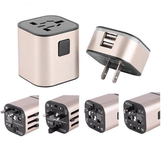 Universal Multi-function Travel Adapter Electric Plugs Sockets Converter US/AU/UK/EU with Dual USB Charging 5V 3.2A