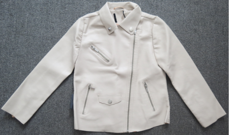 16, 221pcs Girls Oblique Zipper PU Jacket TC3-379