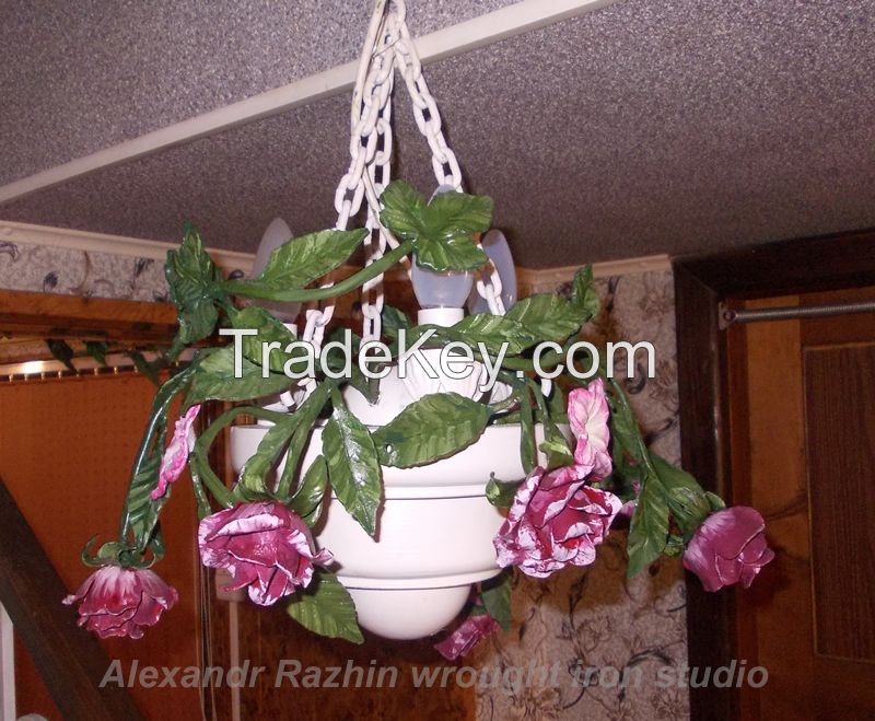 Wrought iron chandelier floral style