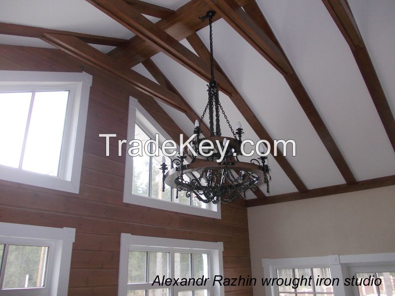 wrought iron chandelier wagon wheel style