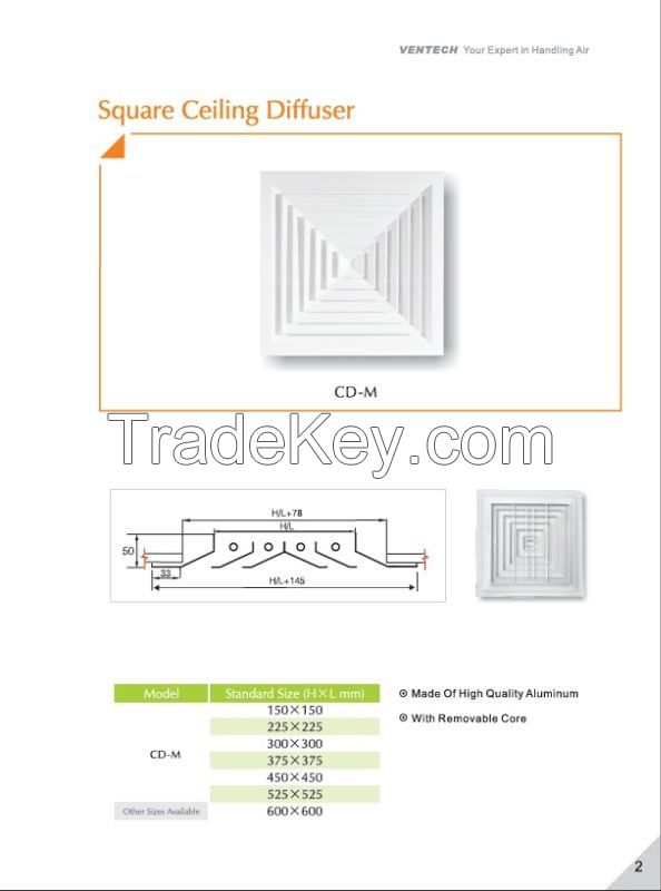 4-way aluminum air diffuser