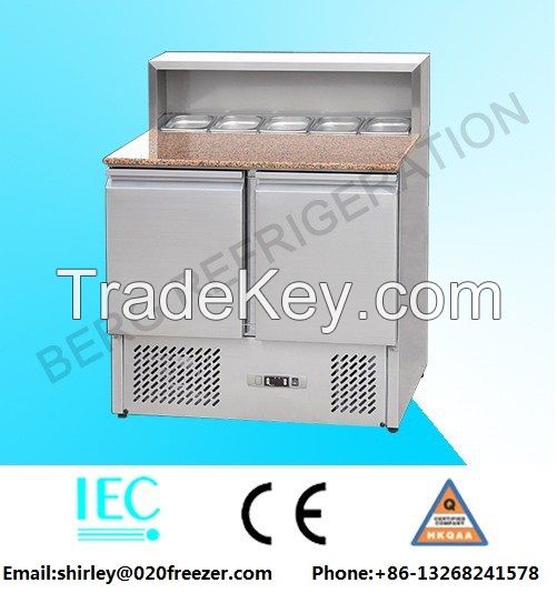 Restaurant Stainless Steel Salad Bar with refrigerant cabinet