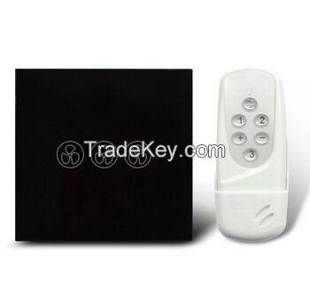 3-Mode Speed, Crystal Glass Cover Touch Screen Fan Switch with Wireles