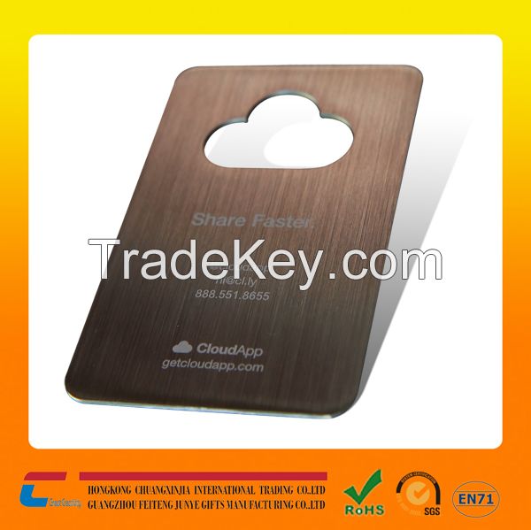 stainless steel card metal open bottle card