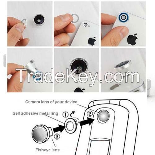 Magnetic 3in1 Fisheye fish eye Lens + Wide Angle + Macro Mobile Phone Lens photo Kit Set for iPhone 4 4S 5 5S 6 plus Samsung S4 Note2