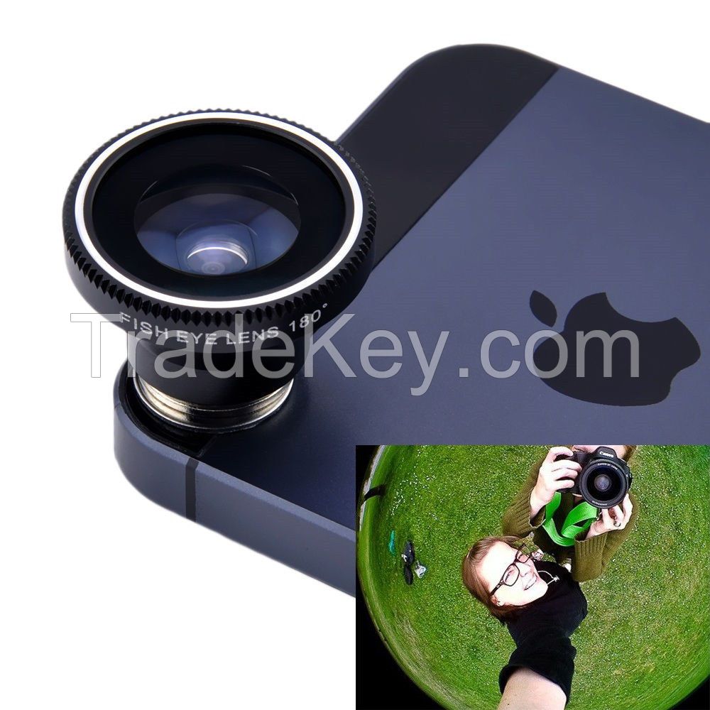 Magnetic 3in1 Fisheye fish eye Lens + Wide Angle + Macro Mobile Phone Lens photo Kit Set for iPhone 4 4S 5 5S 6 plus Samsung S4 Note2