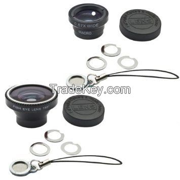 Magnetic 3in1 Fisheye fish eye Lens + Wide Angle + Macro Mobile Phone Lens photo Kit Set for iPhone 4 4S 5 5S 6 plus Samsung S4 Note2