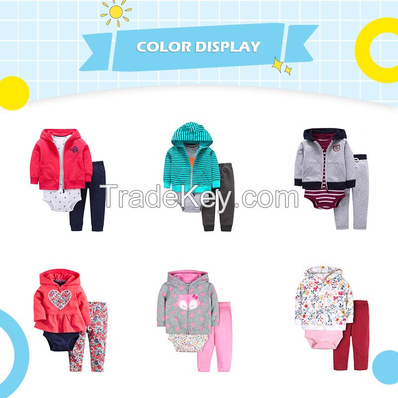 Romper jacket and pants set 3pcs infant clothing rompers wholesale baby boys clothes set