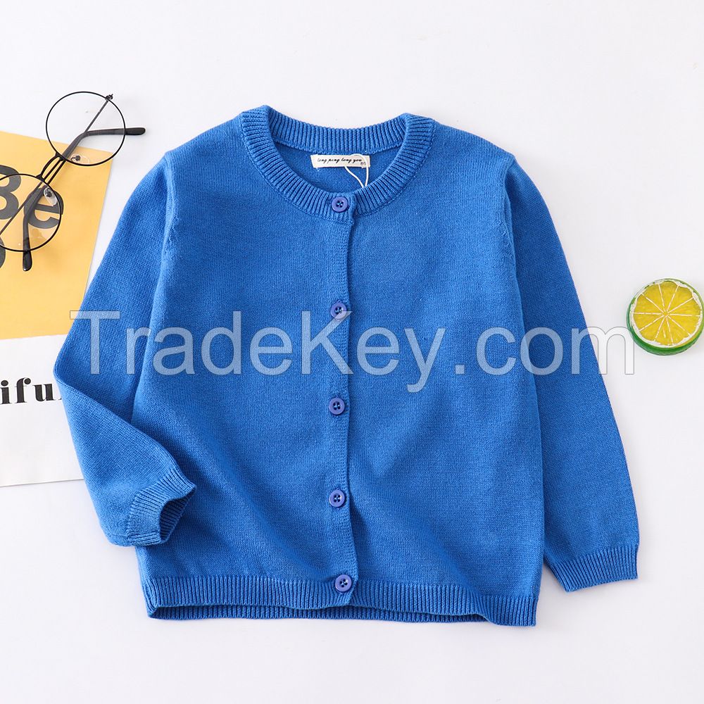 2022new Baby Boys And Girls Solid Color Spring Children's Cardigan Sweaters For Kids