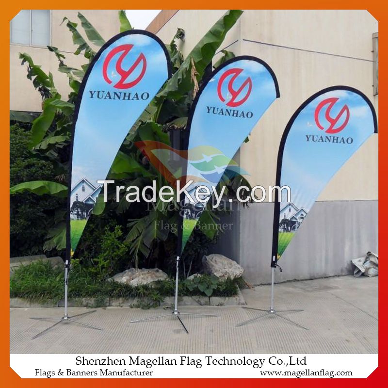 manufacturer direct supply polyester beach flag teardrop flag customied