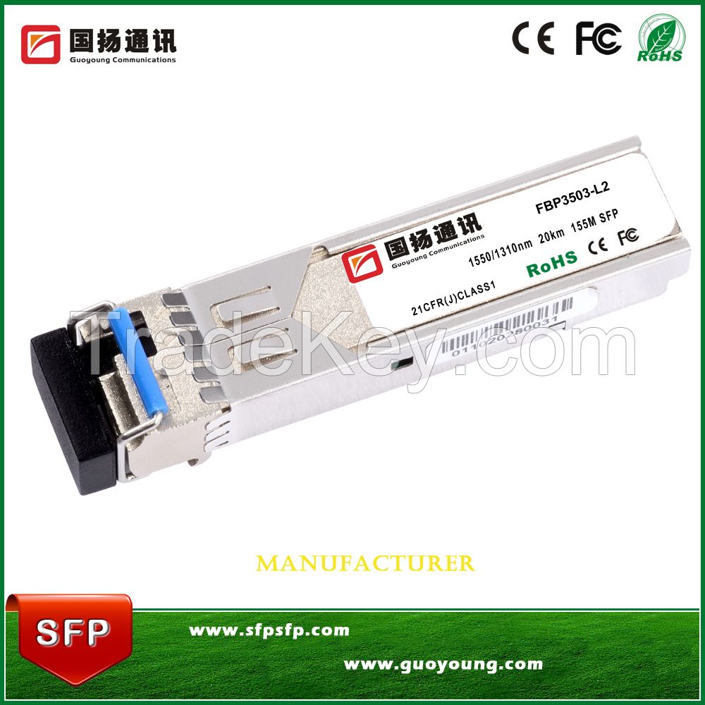 155Mbps 1310nm/1550 nm 20KM BIDI SFP Optical Transceiver Module