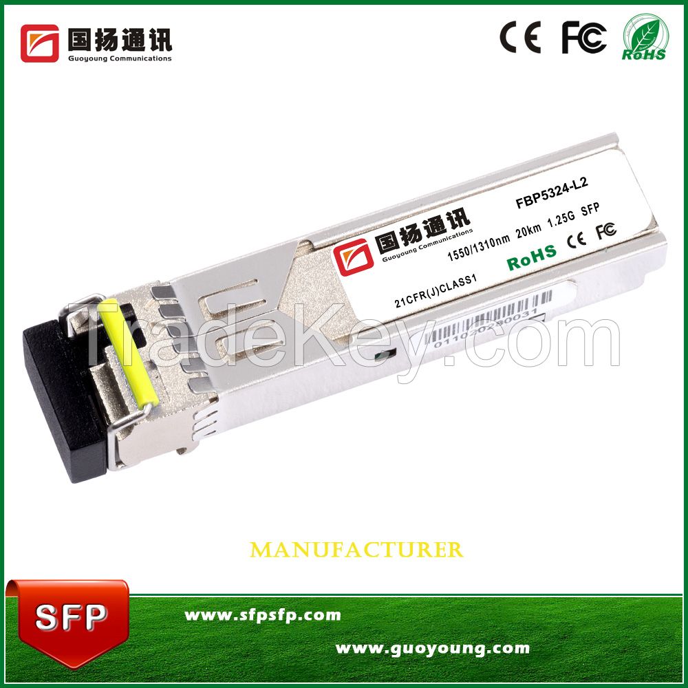 1310nm/1550nm 20KM BIDI 1.25G SFP Optical Transceiver Module 