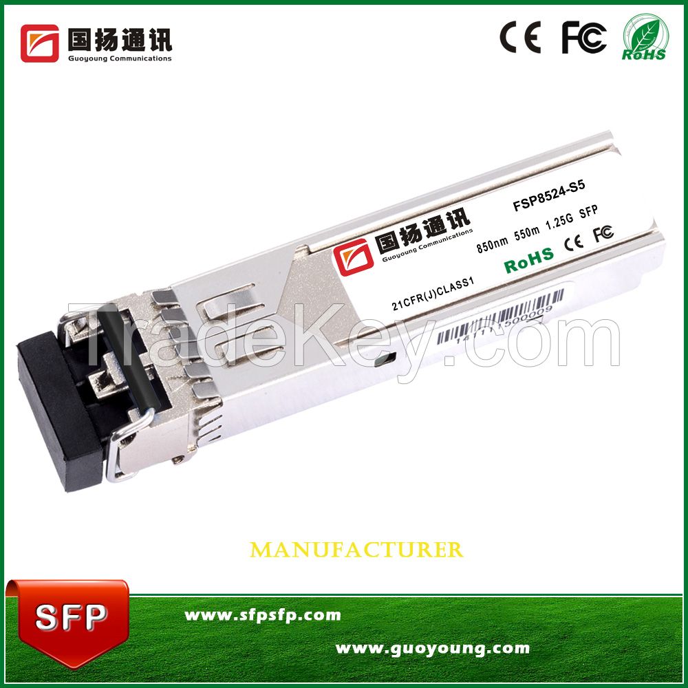 550m  850nm 1.25G Duplex LC SFP Optical Transceiver Module 