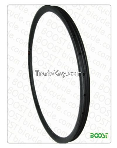 27.5er(650B)Hookless Carbon MTB clincher rim 27mm Width 23mm Depth Tubeless compatible XC