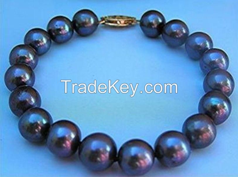 8-9MM AWEA TAHITIAN BLACK PEARL BRACELET 7.5