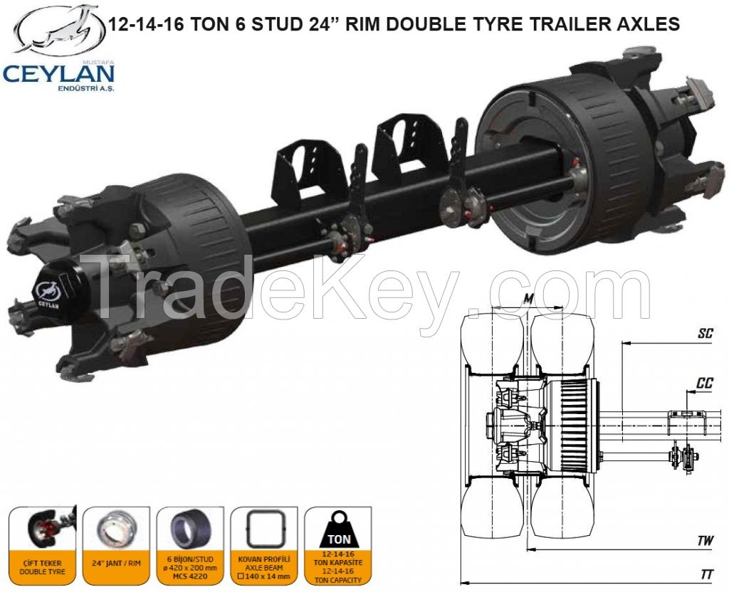 6 SPOKE, TRILEX ( SPIDER )  TRAILER AXLES