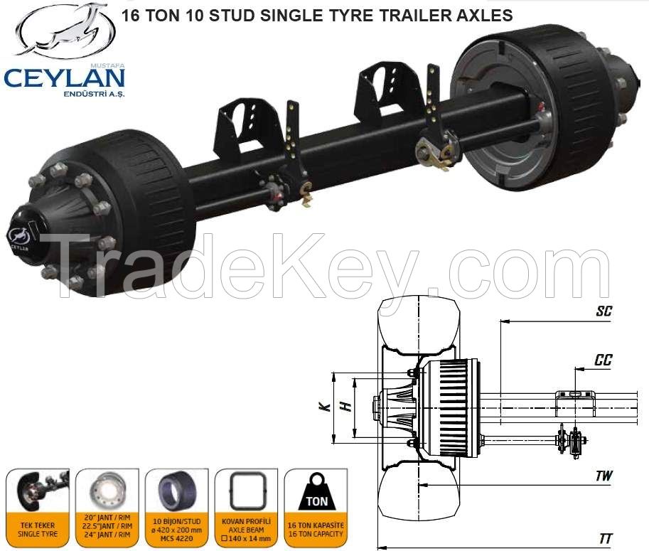 SINGLE TYRE TRAILER AXLES