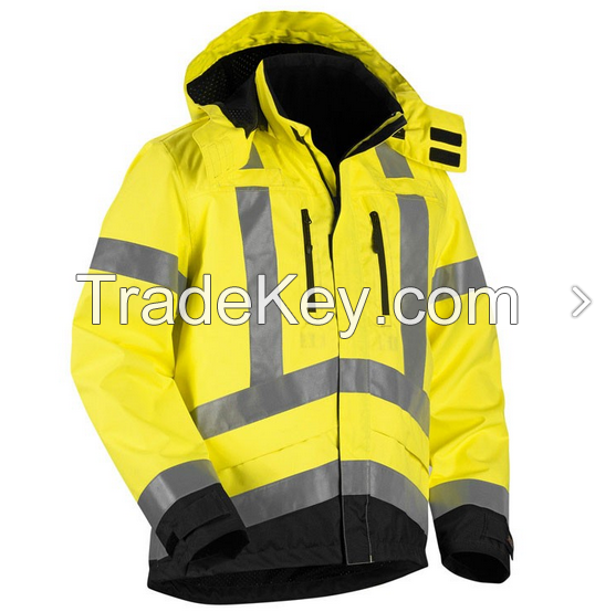 yellow oxford safety clothing with high reflective tape and breathable