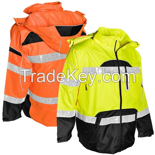 yellow oxford safety clothing with high reflective tape and breathable