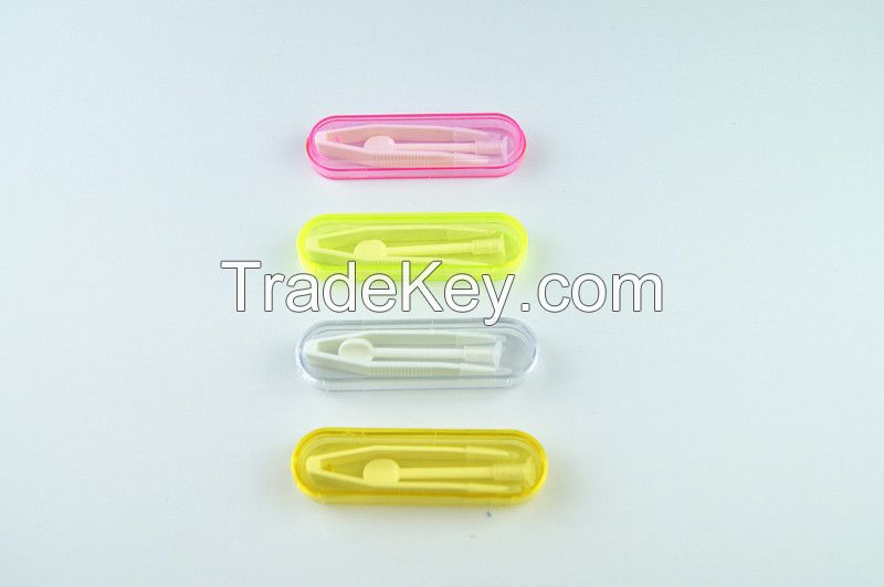 Multicolour plastic stick tweezers set lenses contact lenses box lens