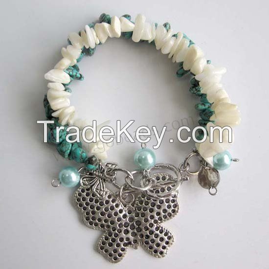 Customize Gemstone heart design friendship bracelets with Letters