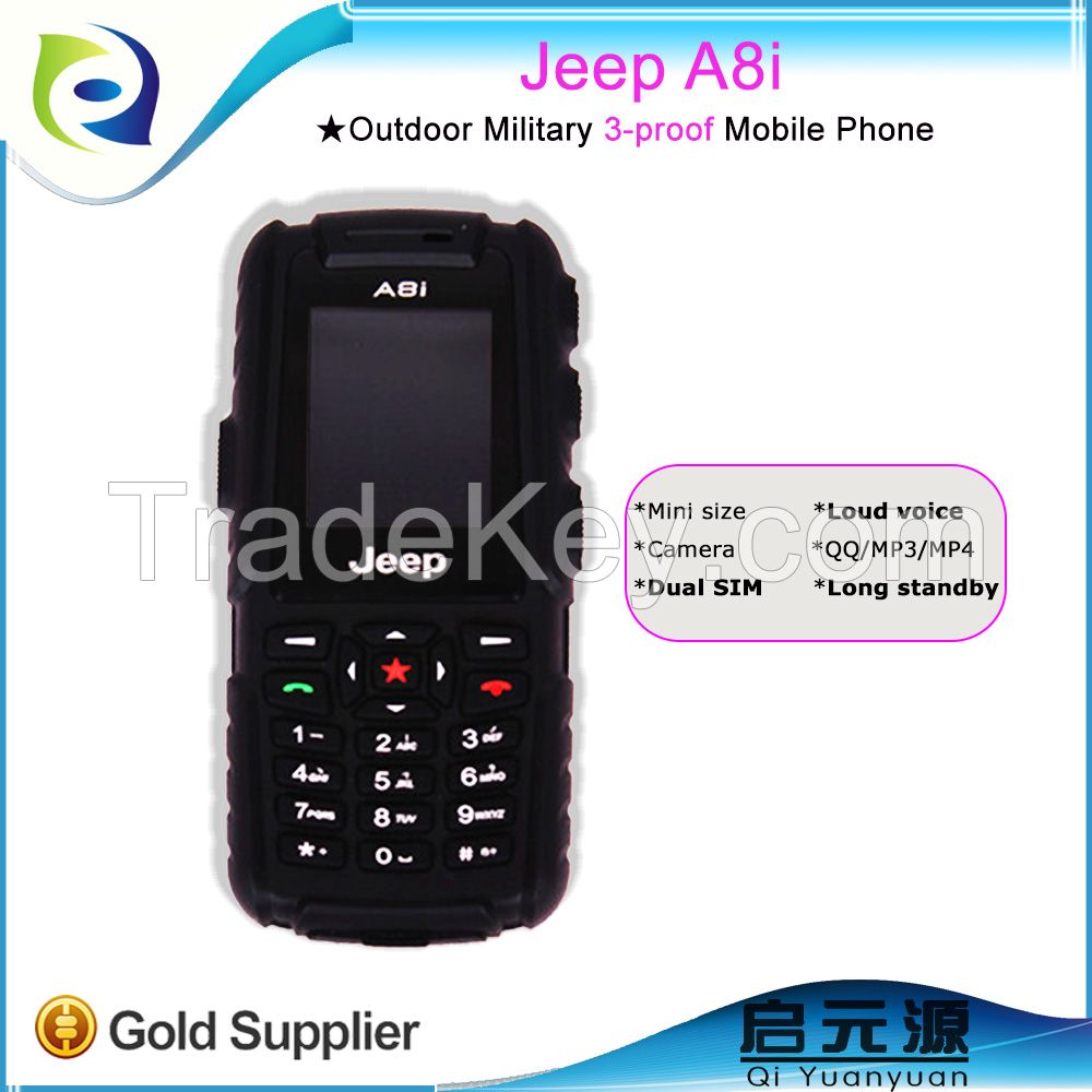 A8i Dual SIM Card long standby time waterproof shockproof and dustproof cell mobile phone