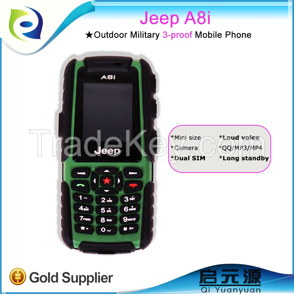 A8i Dual SIM Card long standby time waterproof shockproof and dustproof cell mobile phone