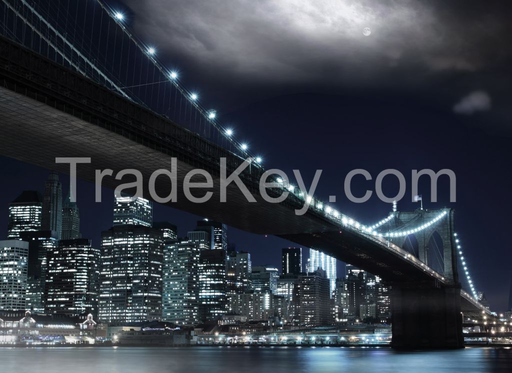 Wall Mural: Brooklyn Bridge at Night, Self-adhesive, 272 cm X 198 cm