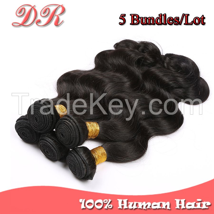 6A Malaysia Virgin Hair Body Wave Human Hair Extension Rosa Hair Products Human Hair Weave5Pcs/lot Natural Color Double Weft