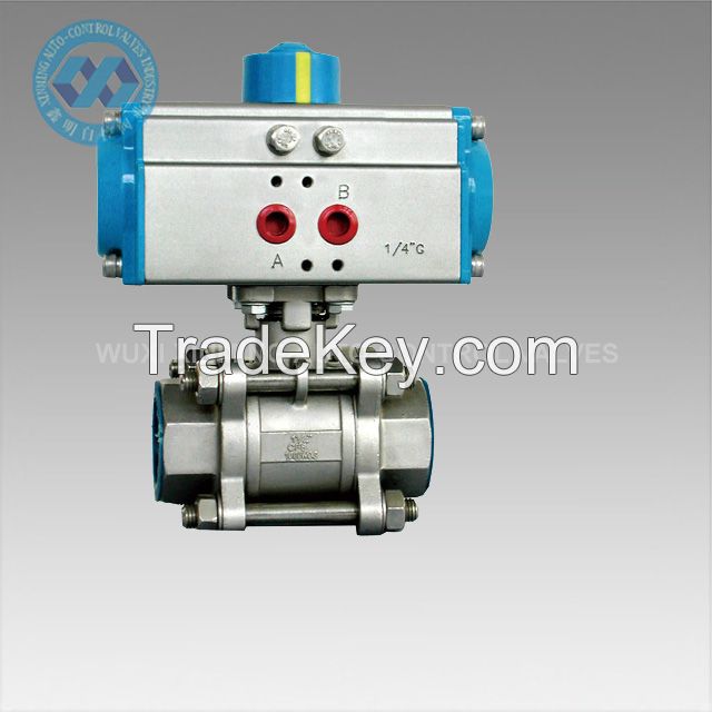 Three Piece Ball Valve with Pneumatic Actuator